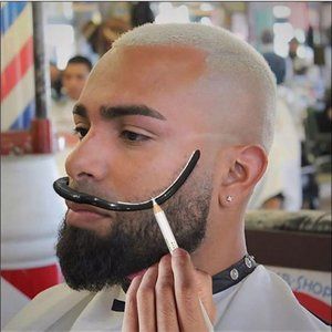 Beard Shaping Tool - Beard Shaping Template Barber Pencil Set (Black)